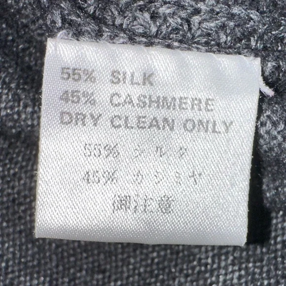 Pearls & Cashmere Women’s Textured Charcoal Grey Silk Cashmere Tee- Size Large - Picture 7 of 8